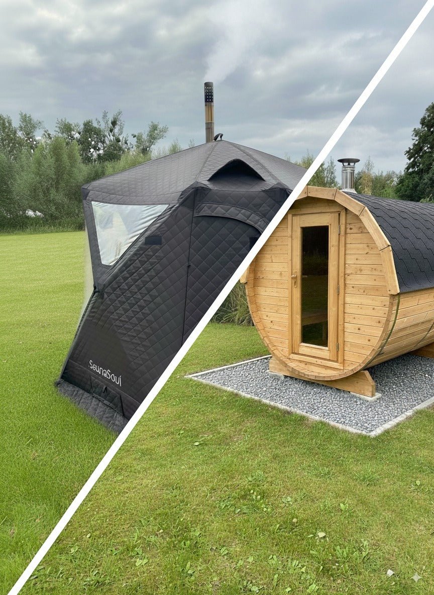 Sauna przenośna namiotowa czy ogrodowa drewniana? Różnice w kosztach, wygodzie i efektach - Sauna Soul